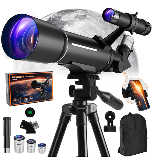 Telescope for Kids & Adults, 70mm Aperture 500mm Refractor Telescopes for Astronomy Beginners with Tripod, Moon Filter, Phone Adapter & Backpack, Gifts for Kids & Beginners