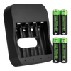 Rechargeable batteries with charger, 4/8 x AA, 1.5V 2200mah