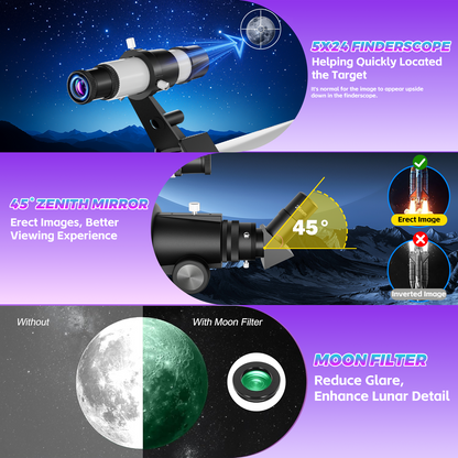 Telescope for Adults Astronomy,90mm Aperture 700mm Refractor Telescopes for Beginners,Fully Multi-Coated Optics with AZ Mount Tripod & Carry Bag,Wireless Remote,Phone Adapter, Ideal Gift for Men